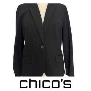 Chico’s Fully Lined Women’s Blazer/Jacket Size Medium 8/10 in Black
